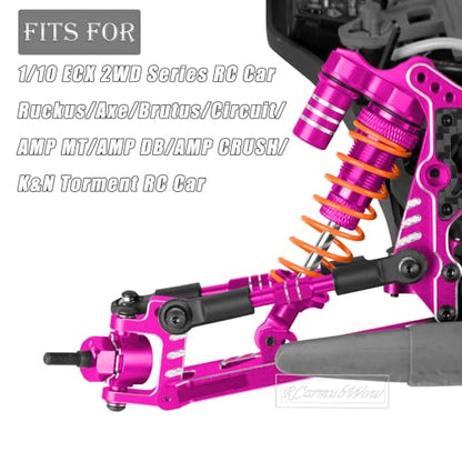 RC Upgrades Part for 1/10 ECX 2WD Series RC Car,Alloy Adjustable Turnbuckles Camber Links,Suspension Arms,Left Right Caster Blocks,Front Steering Block,Rear Stub Axle Carriers,Pink - color: Pink(1set)
