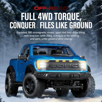 1/12 F150 RC Car 4WD Off Road Pickup, Full Proportional 2.4GHz RTR Truck with Independent Suspension, LED Lights, Long Range Remote Control(Camouflage Green/3 Battery)