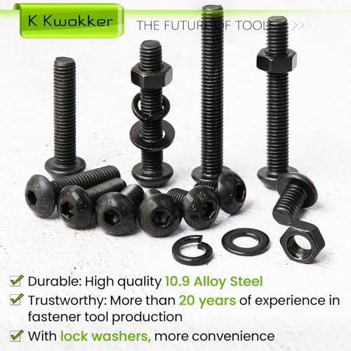 680 x M5 Nuts and Bolts Assortment Kit 6mm-40mm, 11 Length Button Head Hex Socket Cap Machine Screws 12.9 Alloy Steel M5 Screw Assortment, Bolts and Nuts Kit 6/8/10/12/14/16/20/25/30/35/40MM - size: E. M5
