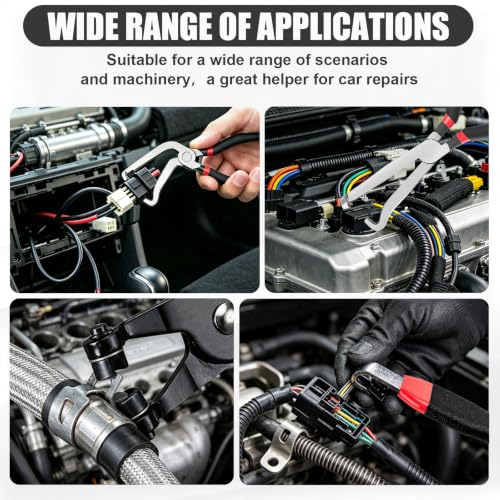 4PCS Premium Electrical Disconnect Pliers | Auto electrical plug connector tool, heavy duty hose clamp pliers with terminal pin removal tool for circuit repair, black