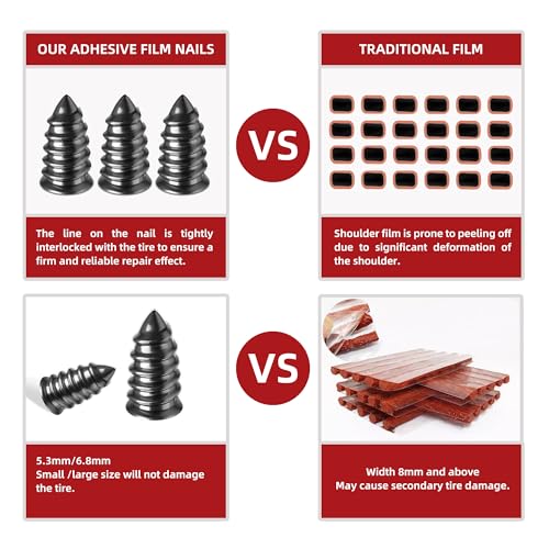 Realth Tire Repair Kit, 50ml Tire Repair Glue, 10 Pcs Tire Repair Screws | Flat Tire Plug Kit for Car, Motorcycle, Truck, ATV, Tractor, RV, SUV & Trailer - style: Glue(50ml)+Plugs(10Pcs)