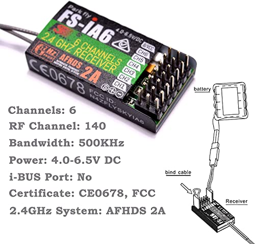 Flysky FS-i6 Transmitter, 6CH Transmitter with FS-iA6 Receiver | 2.4G AFHDS 2A Protocol, High Sensitivity, Low‑power Receiver, 6 Channel Quick Bind, Stable, Mode 2 (Throttle Left)
