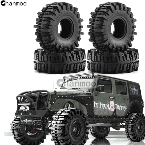 1.9 Crawler Tires 118mm 1/10 RC Rubber Mud Slingers Grappler Wheels Tyres For 1:10 Scale Rock Crawler Car Traxxas TRX4 RC4WD D90 Axial SCX10 II TF2 Gen8 Tamiya CC01 1.9" Beadlock Rims 4PCS