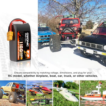 OVONIC 130C 6S 1100mah Lipo Battery 22.2V Pack with XT60 Plug for FPV Racing