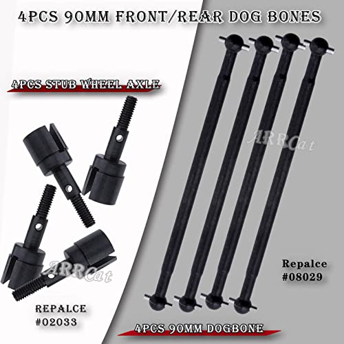Drive Shaft Upgrades Part for Red cat Volcano Epx/PRO,ARRCat Metal 90MM Dogbones Drive Shaft 08029 & Stub Wheel Axle 02033，RC Hops Up Upgrades Parts Dogbones&Stub Wheel Axle,(90mm, 8-Pack),Black - color: Black - (90mm, 8-pack)