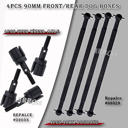Drive Shaft Upgrades Part for Red cat Volcano Epx/PRO,ARRCat Metal 90MM Dogbones Drive Shaft 08029 & Stub Wheel Axle 02033，RC Hops Up Upgrades Parts Dogbones&Stub Wheel Axle,(90mm, 8-Pack),Black - color: Black - (90mm, 8-pack)