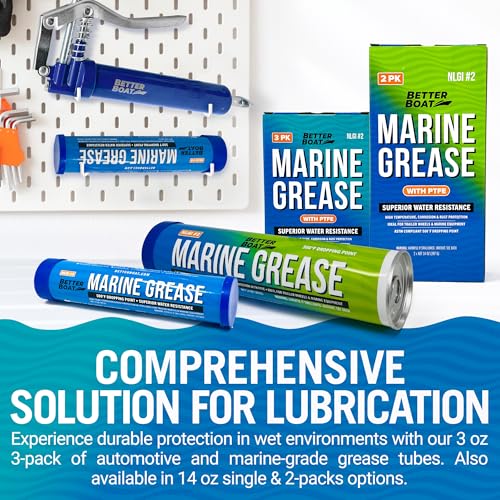 3PK Mini Marine Grease Tube, 3 Oz Cartridge, Waterproof High Temp Wheel Bearing Lubricant, NLGI 2, for Boat Trailer Bearings and Grease Guns, 3-Pack - size: 3PK Mini 3oz