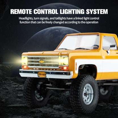 FCX18S FMS 1/18 Chevrolet K10 S RC Truck, Officially Licensed 4WD RC Crawler 2 Speeds Switch with LED Lights, Off-Road RC Model for Adults (Yellow) - color: Yellow