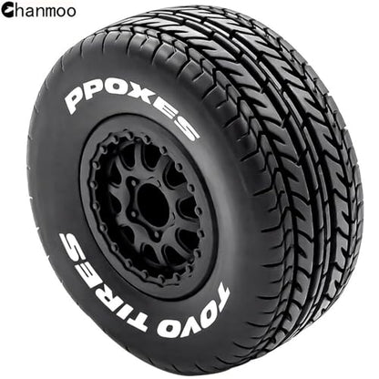 1/10 RC Short Course Truck Wheels and Tires with 12mm Hex 1:10 Scale Off Road Tyres for 1/10 RC Off-Road Car Traxxas TRX4 Slash Arrma Losi Tenacity Vkar 10sc Hpi RC Buggy Car 4PCS (D Tires) - color: D Tires