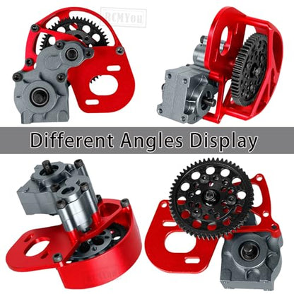 Transmission Gearbox Upgrades Part for 1/10 SCX10, SCX10 II 90046,90047,AX10 RC Crawler Truck,Aluminum Center Transmission Gearbox Hops up,Red&Titanium - color: Red&titanium for Upgrades