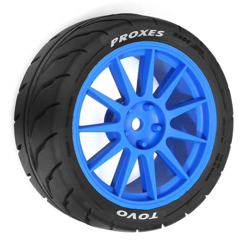 4PCS 68MM 1/10 RC On Road Tyres For 1/10 Scale RC Drift Cars Tamiya TT01 TT02 XV01 TA06 PTG2 HPI KYOSHO FW06 HSP TA06 A959 Traxxas W212 /Hex:12mm (Blue) - color: Blue