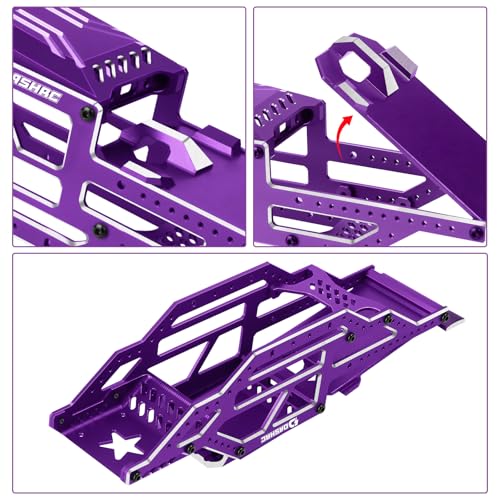 SCX24 Warthog LCG Chassis Kit, Aluminum Roll Cage Frame | 1/24 RC Crawler Buggy Scale Appearance Chassis, Compatible with Gladiator Bronco C10 JLU Models Custom Builds Upgrades - color: Purple, size: without Lettering