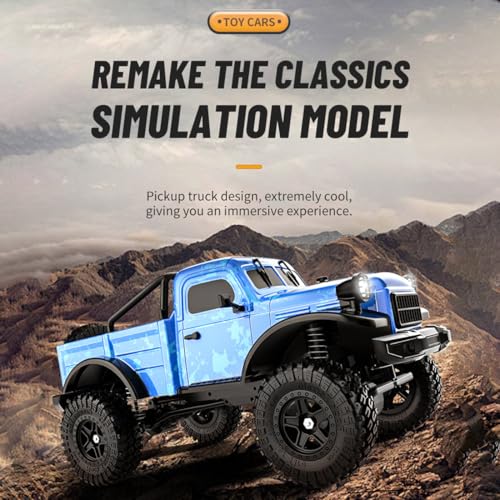 1/18 Scale RC Pickup Truck for Adult, 2.4GHz 4WD Off-Road Remote Control Drift Car, RC Rock Crawler with LED Lights, 12km/h High Speed & Waterproof ESC - color: Grey, size: 2 Battery
