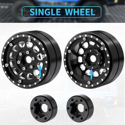 RCHUBAM 2PCS 1.9" Twin Beadlock Wheels for 1/10 Scale SCX10 TRX-4 TRX6 G63 | RC Dually wheels Tractor-Trailer Design,RC Upgrade Parts - style: 2PCS