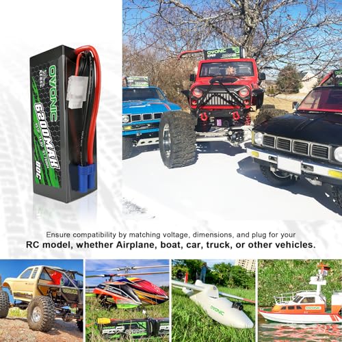 OVONIC 80C 4S 6200mAh 14.8V Lipo Battery with EC5 Connector for arrma 1/5, 1/8 Scale RC Cars and Trucks Buggy Truggy 2pcs