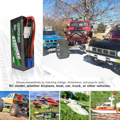 OVONIC 80C 4S 6200mAh 14.8V Lipo Battery with EC5 Connector for arrma 1/5, 1/8 Scale RC Cars and Trucks Buggy Truggy 2pcs