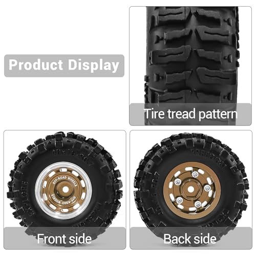 0.7" Aluminum Beadlock Wheels and Tires Set for 1/30 Axial SCX30 RC Crawler – Upgrade Parts (Bronze-296) - color: Bronze-296
