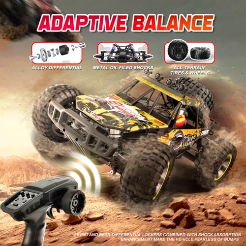 1/10 Scale Fast RC Cars, 48KM/H 4WD Off-Road High Speed Remote Control Trucks for Adults and Kids Boys, All Terrain Truck Toys Gifts Yellow - style: 9203E-YELLOW