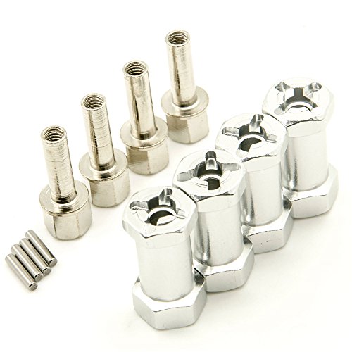 RC 12mm Wheel Hex Drive Hubs Combiner Coupler Aluminum 15mm/20mm/25mm/30mm Offset Extension Longer Combiner Drive Adapter for 1/10 Axial SCX10 Wraith RC Car Upgrade Parts (Silver - 25mm) - color: Silver - 25mm