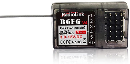 Radiolink R6FG 6 Channels 2.4GHz RC Receiver with Gyro, Ground Long Range Control RX for Vehicle Drifting/Crawler/Truck/Boat Works with Surface Radio Controller RC4GS/RC6GS/T8FB