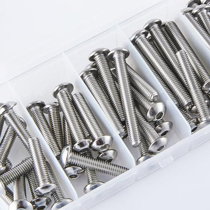 M5 x 20mm 25mm 30mm 35mm 40mm Button Head Socket Cap Screws Bolts, Stainless Steel 304, Metric Allen Hex Drive, Fully Threaded, Bright Finish, 50PCS - size: Button Head M5x20/25/30/35/40mm