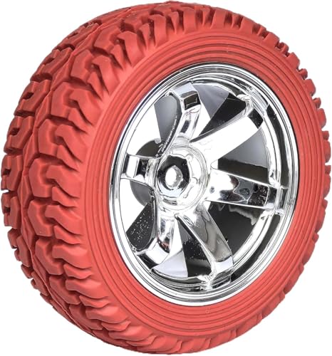 4PCS 75mm Rubber Tires and 6Spokes Plastic Wheel Rims Tyre for 1/10 RC On-Road Drift Racing Car 1:14 1:16 Rally Car for Tamiya Kyosho HPI HSP TT02 Upgrades Parts (Red Silver) - color: Red Silver