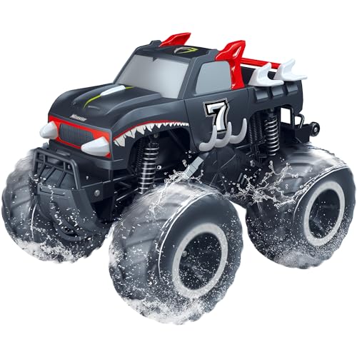 Threeking 1:16 Amphibious Monster Truck All Terrain Remote Control Car Toys | Waterproof Durable 4WD Off-Road RC Crawler Cars Pick-Up Unique Toy Gifts for Boys Girls Ages 6-12 - color: Pickup-red