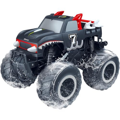 Threeking 1:16 Amphibious Monster Truck All Terrain Remote Control Car Toys | Waterproof Durable 4WD Off-Road RC Crawler Cars Pick-Up Unique Toy Gifts for Boys Girls Ages 6-12 - color: Pickup-red