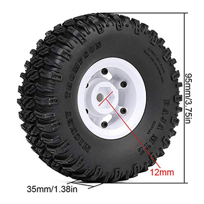 4PCS 1.55inch RC Tires Plastic Beadlock Rims RC Wheel Set Compatible with 1:10 RC Crawler Axial AX90069 D90 TF2 Tamiya CC01 LC70 MST JIMNY (White) - color: 95mm-white