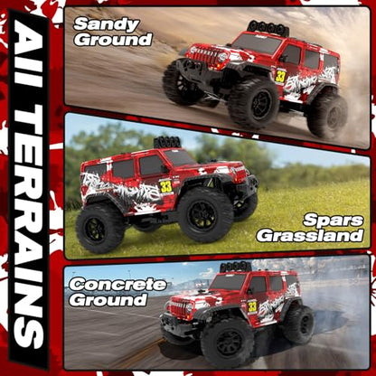1:32 High Speed 20 KM/H Monster Remote rc Car with LED Light Rechargeable Battery, Remote Drifting rc Car Rotate 360° - Boys Toys Suitable for Birthday Back-to-School Season - color: Rc Monster Car-red