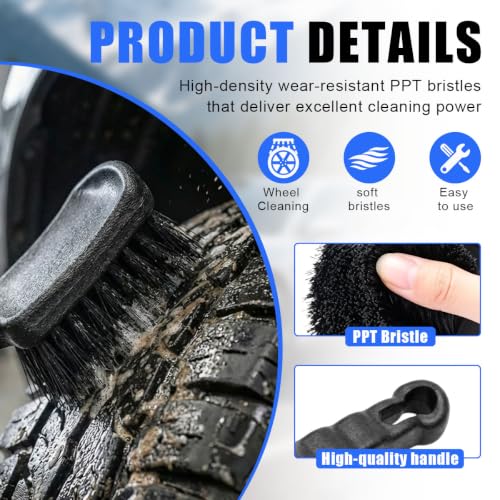 Car Wheel Wash Brush, Soft Bristle Non-Scratch Automotive Tire Cleaning Brush with Short Handle, Universal Vehicle Rim Detailing Tool Accessories for RV, SUV, Truck, Motorcycle(1PC) - size: 1PC