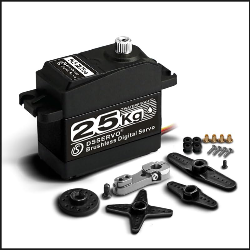 25KG Brushless Servo, IP67 Waterproof,Double Bearing Motors,High Speed High Torque Metal Stainless Steel Gear,Digital Servo for 1/8 1/10 Scale RC Robotic DIY (25KG 270 Degree Servo) - style: 25KG 270 Degree Servo