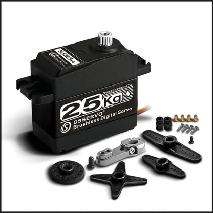 25KG Brushless Servo, IP67 Waterproof,Double Bearing Motors,High Speed High Torque Metal Stainless Steel Gear,Digital Servo for 1/8 1/10 Scale RC Robotic DIY (25KG 270 Degree Servo) - style: 25KG 270 Degree Servo