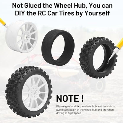 1/8 RC Car Tires and Wheels, daitoku 17mm Hex RC Buggy Tires for 1/8 Arrma Typhon 3S 6S HSP Kyosho MP10 (White)