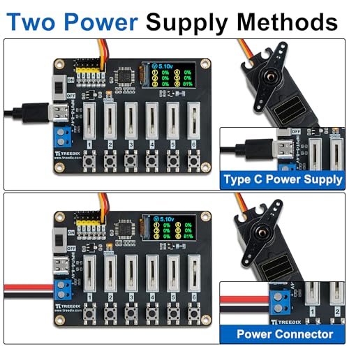 Treedix RC Digital Servo Tester, LCD Real-time Display, 6 Channels Servo Controller Board, DC5-8.4V RC Servo Tester with Over-Current Protection for RC Car Airplane Robots Mechanical Claws Tester Tool