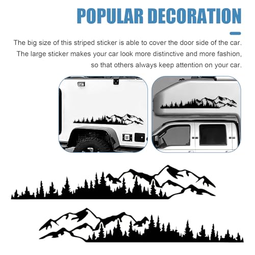 2 PCS Car Mountain Tree Forest Vinyl Decals, 39.4" x 6.7" Self-Adhesive Waterproof Car Body Door Side Stickers Decoration, Universal for Most Cars, SUVs, RVs, Trucks