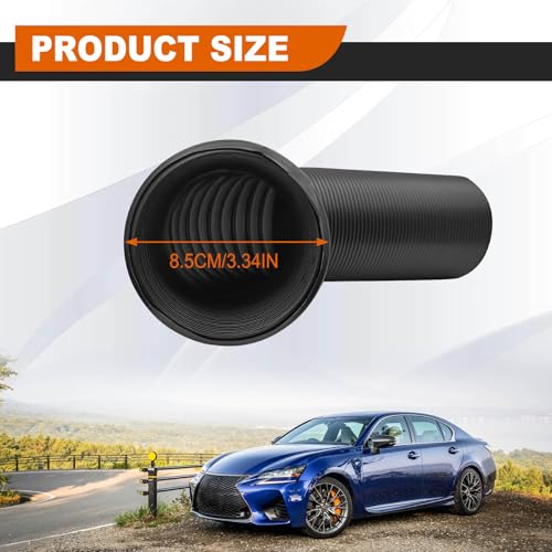Universal 76MM Air Intake Pipe 3 Inch Flexible Inlet Hose Stretchable Durable Waterproof Automotive Replacement for Truck SUV Car Black