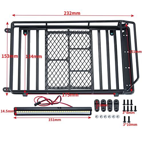 SWX Roof Rack with LED for 1/10 SCX10 TRX-4 Crawler Upgrade | Roof Rack, LED Light Bar, SCX10, TRX-4, 1/10 Crawler