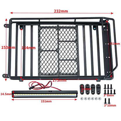 SWX Roof Rack with LED for 1/10 SCX10 TRX-4 Crawler Upgrade | Roof Rack, LED Light Bar, SCX10, TRX-4, 1/10 Crawler