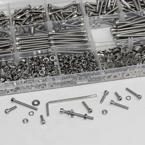 880Pcs M3 Screws Assortment, Hex Socket Head Cap Screw Bolts Nuts Washer Kit, Stainless Steel,8-Sizes M3x8/10/12/16/20/25/30/35mm Screws for 3D Printer DIY - size: M3x8/10/12/16/20/25/30/35-880Pcs