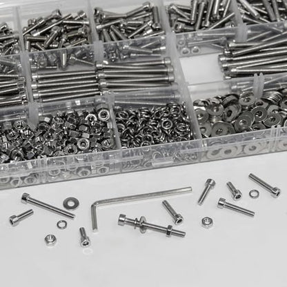 880Pcs M3 Screws Assortment, Hex Socket Head Cap Screw Bolts Nuts Washer Kit, Stainless Steel,8-Sizes M3x8/10/12/16/20/25/30/35mm Screws for 3D Printer DIY - size: M3x8/10/12/16/20/25/30/35-880Pcs
