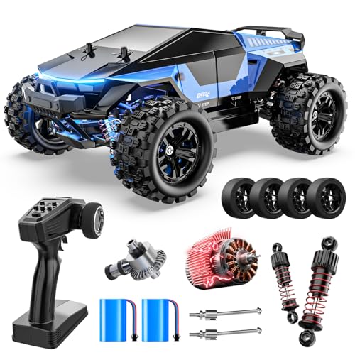 DEERC 1815 1/18 All Terrain Fast Drift & Racing RC Car, 40KM/H Remote Control Truck with Futuristic Body Shell, Extra Drift Wheels, 2.4GHz Waterproof Off-Road Vehicle with 2 Batteries for Kids & Adult