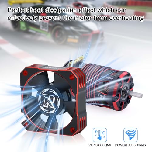 35mm RC Cooling Fan,21000RPM 8.4V Aluminum RC Motor ESC Cooling Fan for 1/10 1/8 RC Car Diameter 36mm Brushless Motor (2 Pack Black+Red) - style: 2pack Red