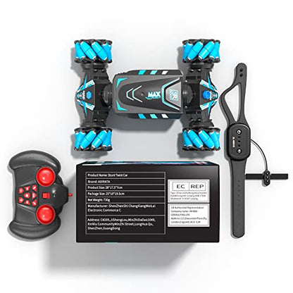 Axirata Remote Control Car Hand Controlled Gesture Sensing RC Stunt Car | RC Twist Car with Spray & Lights & Music for Kids 6-13 Year Old 4WD 2.4GHz Off-Road 360° Rotation Toy Car Gift for Boys Girls