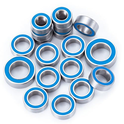 18PCS Rubber Sealed Bearing Kit Losi 1/16 Mini-B Mini-T Off-Road | RC Car Upgrade Part Wheel Hub Axle Blue Ball Bearings