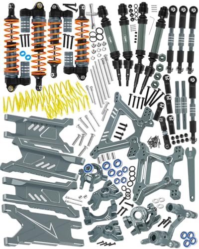 RC Upgrades Part for 1/10 Slash/Rustler/Stampede/Hoss 4x4 4WD VXL,Arm/Shocks/Caster Block,Steering Blocks,Stub Axle Carriers,Steering Bellcranks/Drive Shaft,Shock Tower/Links,Titanium - color: Titanium-(for 1/10）
