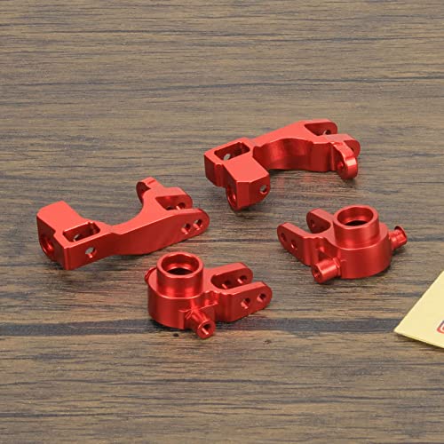 RCAWD Aluminum Caster Blocks (c-hubs) & Steering Blocks for 1/10 Traxxas Slash Rustler Stampede Hoss 4x4,Upgrade Replacement of 6832 6837 Hop Ups(Red)