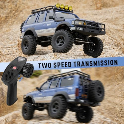FMS 1/18 FCX18S Toyota Land Cruiser LC80 S Officially Licensed RC Crawler, 4WD RC Rock Truck, 2.4Ghz with 900mAh Battery&LED Lights, Hobby Grade Off-Road RC truck, Remote Control Car for Adults Blue - color: Blue