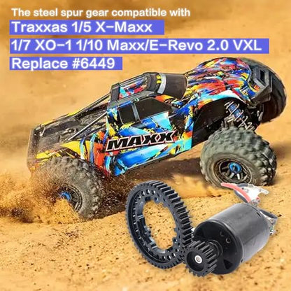 54T Spur Gear 1 Mod and 18T Pinion Gear Fit for Traxxas X Maxx | Hardened Steel Construction,Replace 6449,Compatible with XO 1,Maxx and E Revo 2.0,CNC Precision Machining - size: 54T+18T