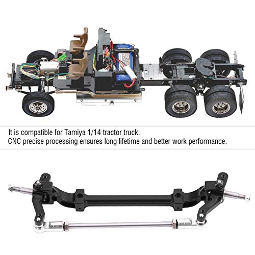 VBESTLIFE CNC Aluminum Front Steering Rod Link Axle for 1/14 RC Tractor Truck, Replacement Upgrade Steering Wheel Pole Assembly Parts